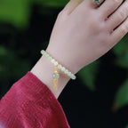 Fortune Jewel 925 Sterling Silver Hetian Jade Beaded Wealth Charm Bracelet