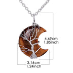 Fortune Jewel Natural Quartz Crystal Moon Tree Of Life Healing Energy Necklace Pendant