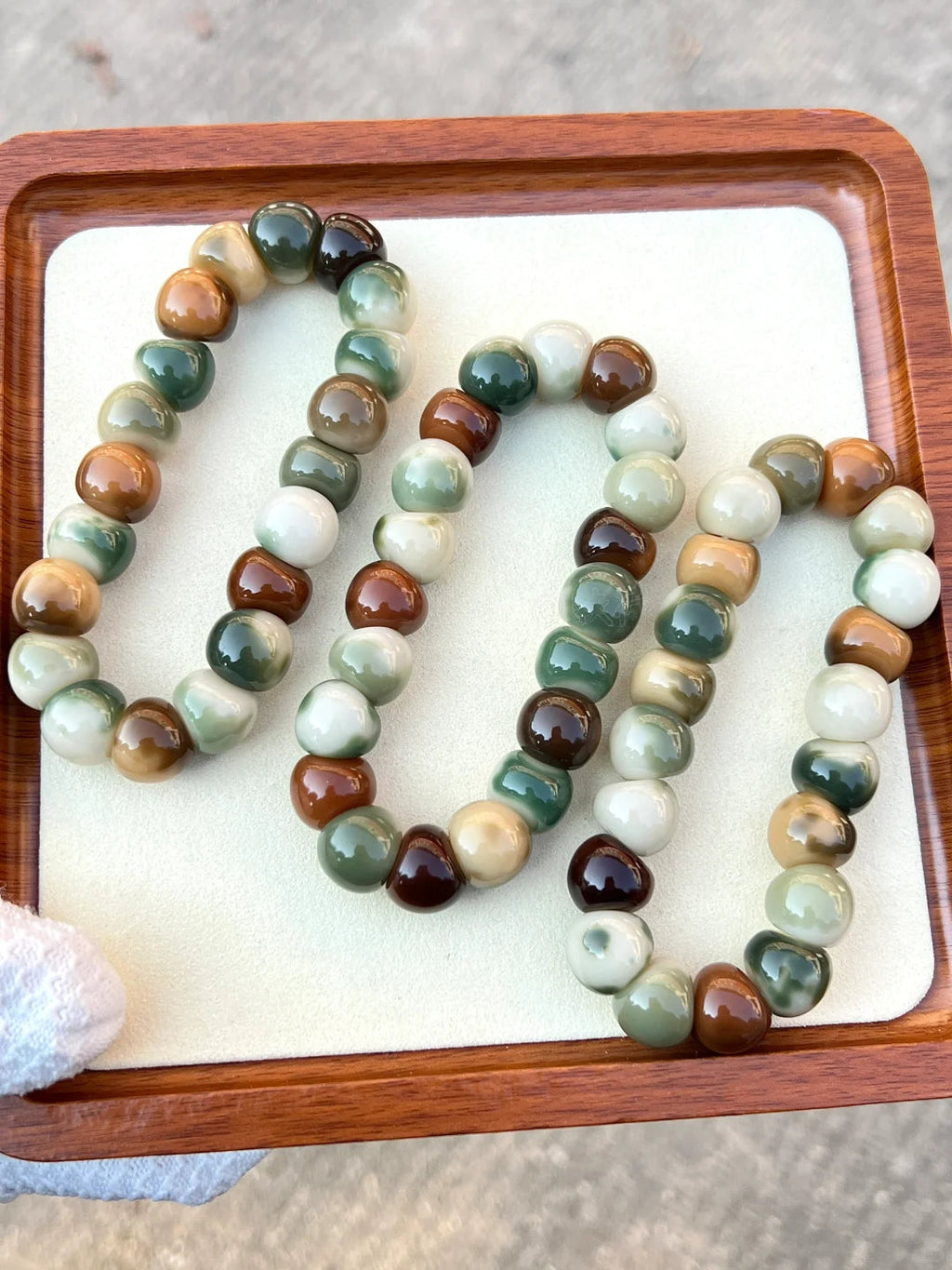 New Colorful Garlic Beads Bodhi Bracelet – Unique Marble Pattern Design 14mm