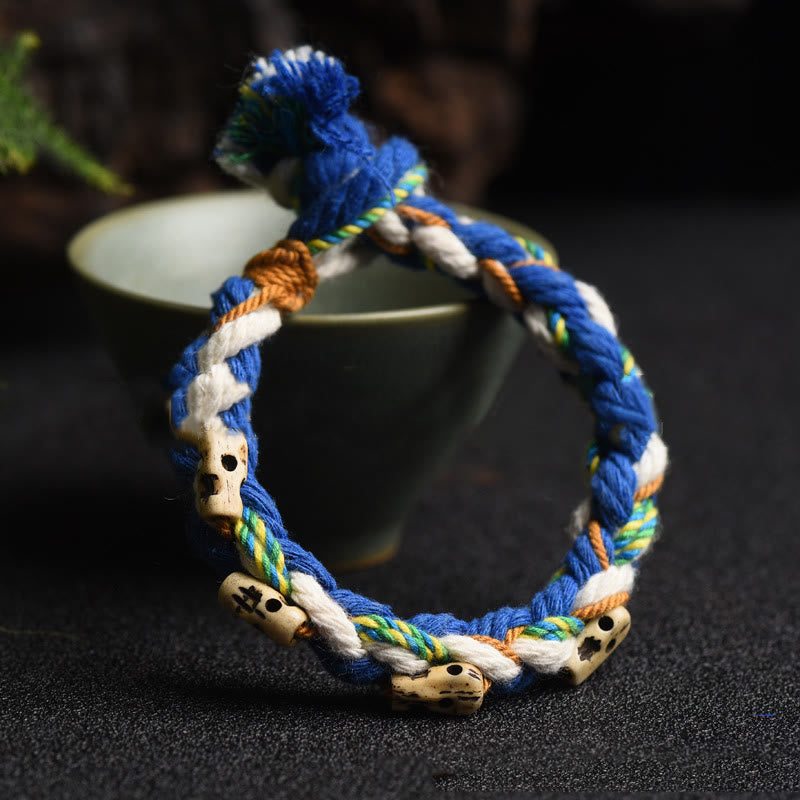 Fortune Jewel Tibetan Zakiram Goddess of Wealth Bead Engraved Handmade Luck Bracelet