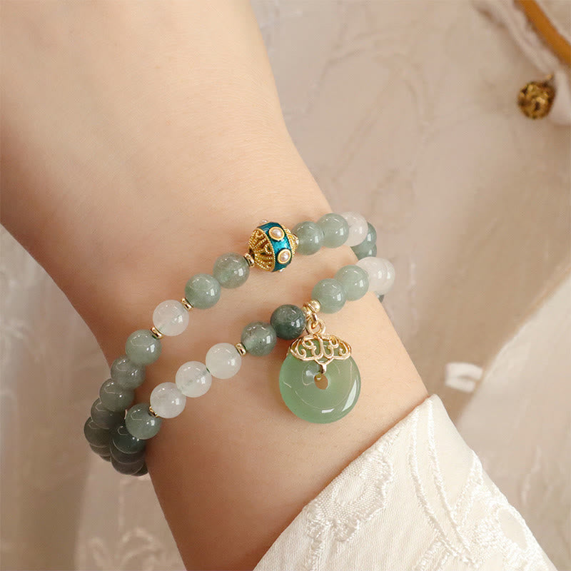 Fortune Jewel Single Double Layer Jade Peace Buckle Luck Bracelet