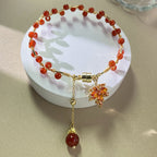 Fortune Jewel Red Maple Leaf Luck Charm Bracelet
