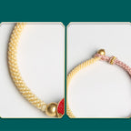 Fortune Jewel Handmade Mountain and Sea Engraved Luck Two-Color String Couple Bracelet