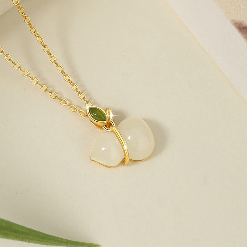 Fortune Jewel 925 Sterling Silver Hetian Jade Gourd Abundance Necklace Pendant
