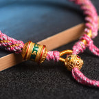 Fortune Jewel Tibetan Handmade Luck Prayer Wheel Bead Charm Weave Colorful String Bracelet