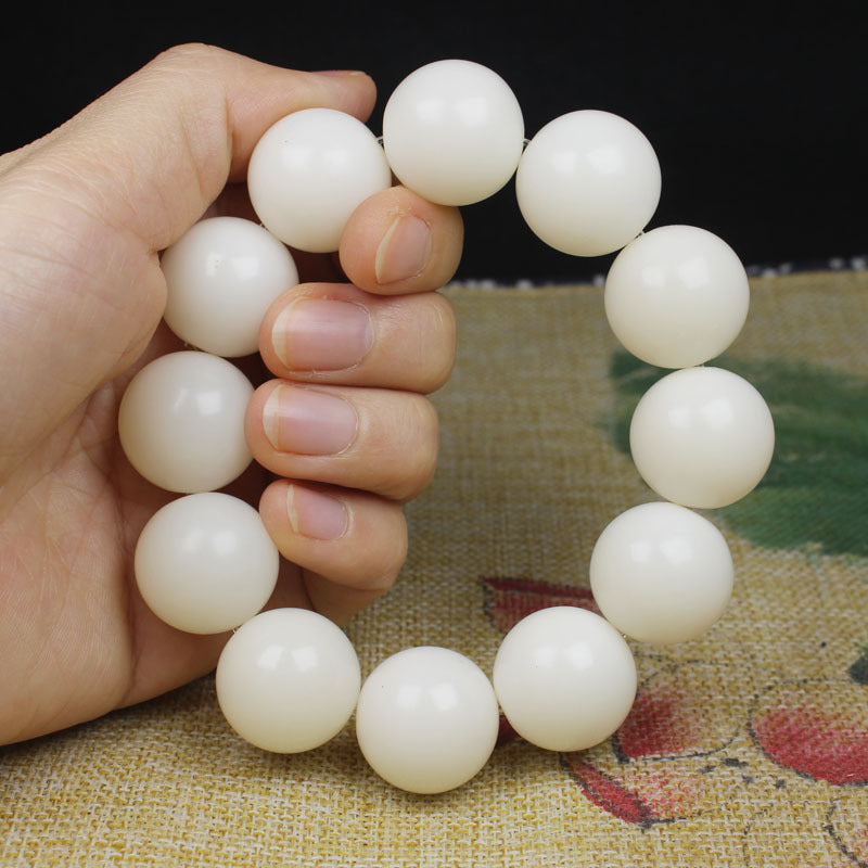 Natural White Bodhi Beads  Beads Large White Round Bead Bracelet