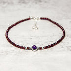 Fortune Jewel Garnet Amethyst Purification Calm Anklet