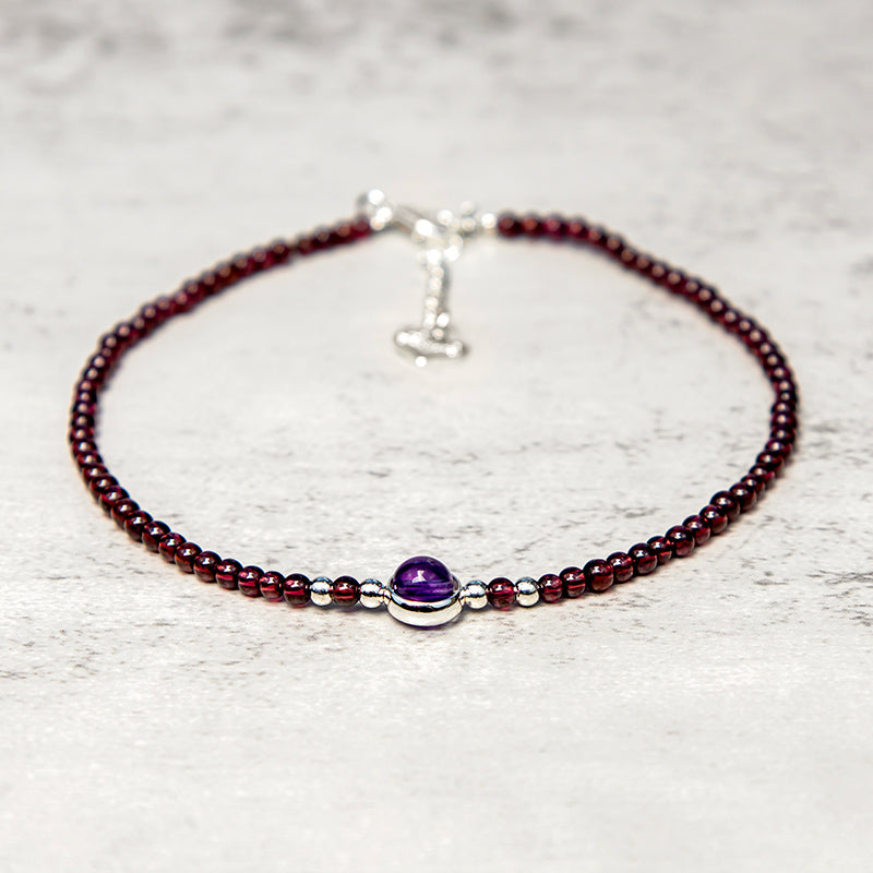 Fortune Jewel Garnet Amethyst Purification Calm Anklet