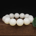 Natural White Bodhi Beads  Beads Large White Round Bead Bracelet
