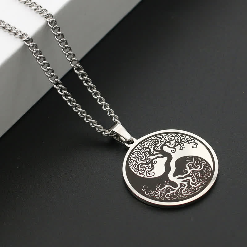 Fortune Jewel The Tree of Life Titanium Steel Connection Necklace Pendant