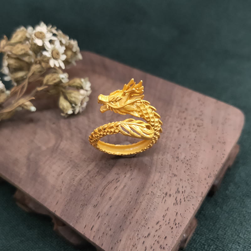 Fortune Jewel Golden Dragon Success Strength Ring Fortune Jewel