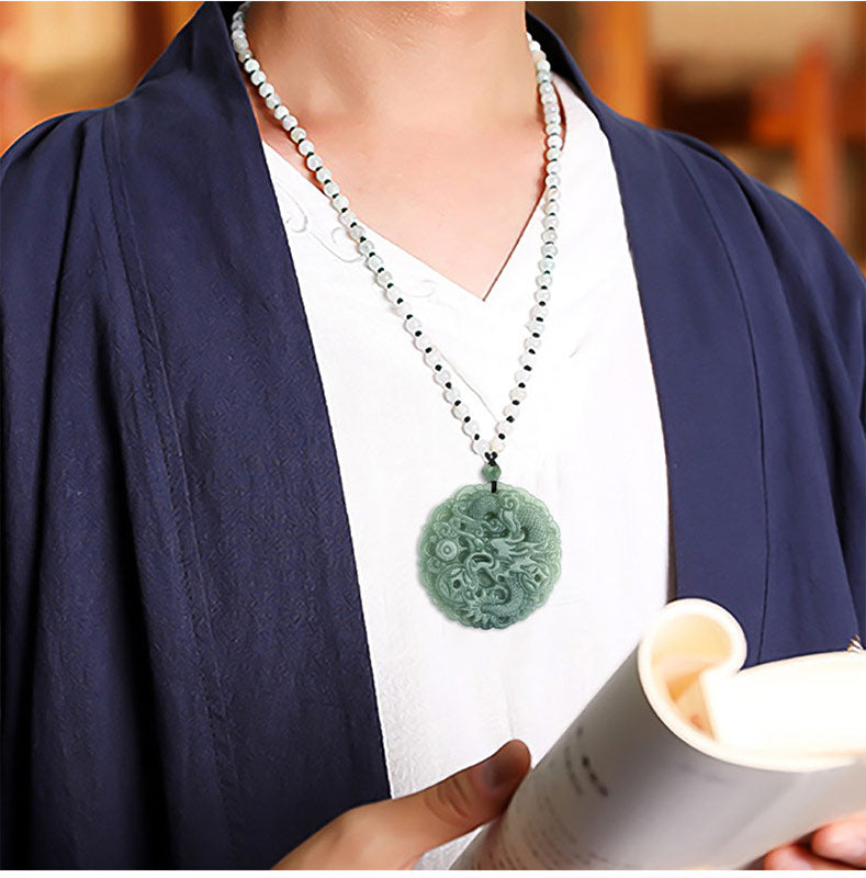 Fortune Jewel Chinese Zodiac Dragon Jade Fortune Necklace String Pendant Fortune Jewel