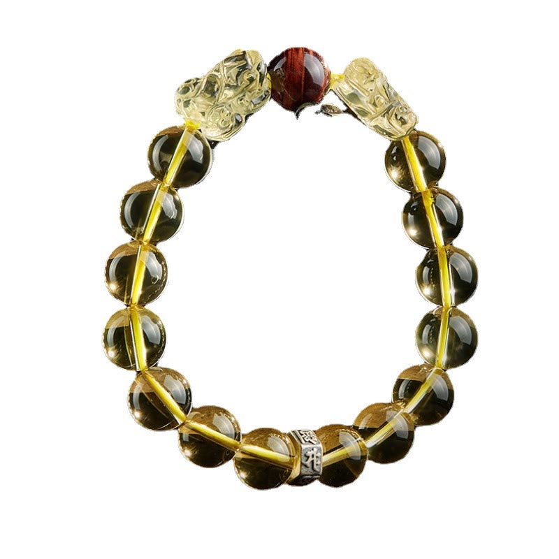 Fortune Jewel Natural Citrine Double PiXiu Tiger Eye Prosperity Protection Bracelet