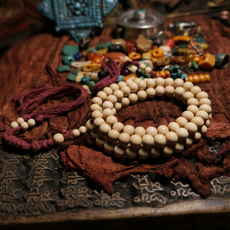 Fortune Jewel 108 Mala Beads Abelia Biflora Wood Warding Off Evil Spirits Wrist Mala