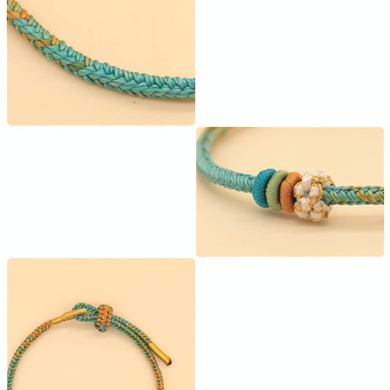 Fortune Jewel Handmade Eight Thread Peace Knot Peach Blossom Knot Luck Rope Braided Bracelet