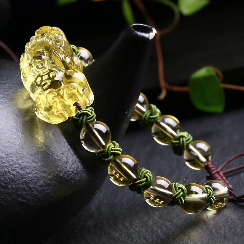 Fortune Jewel Natural Citrine Pixiu Wealth Protection Bracelet