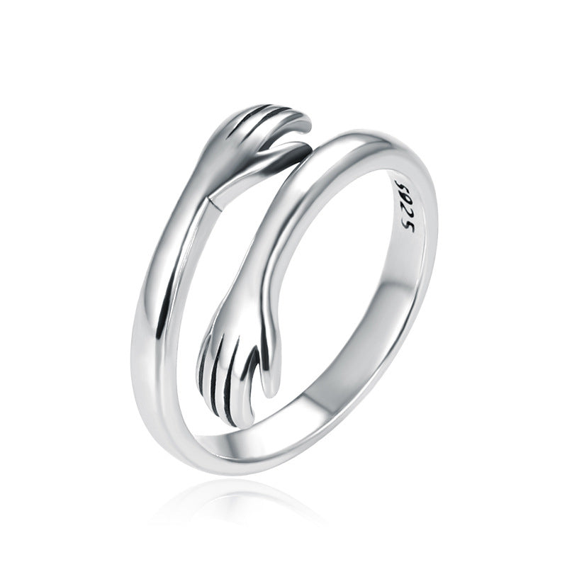 Fortune Jewel 925 Sterling Silver Love Hug Thumb Ring
