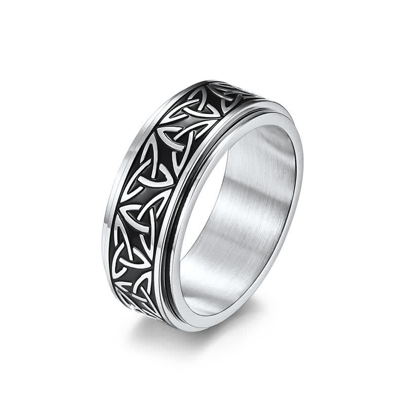 Fortune Jewel  Triangle Knot Triquetra Titanium Steel Calm Rotatable Ring