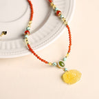Fortune Jewel 925 Sterling Silver Natural Red Agate Amber Peony Confidence Charm Necklace Pendant