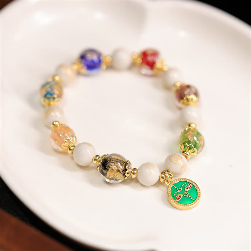 Fortune Jewel Tibetan Five God Of Wealth Fortune Liuli Glass Bead Incense Ash Porcelain Bead Charm Bracelet
