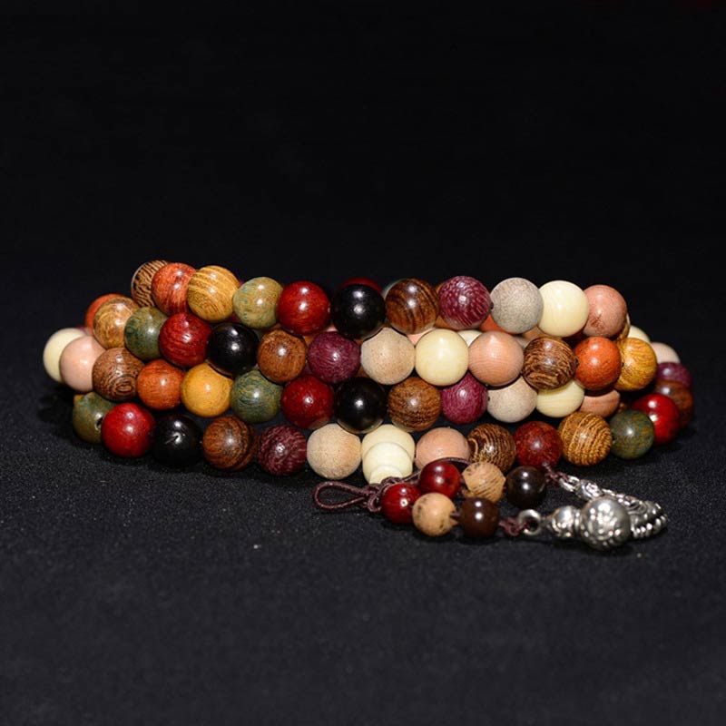 Fortune Jewel  108 Beads Wenge Wood Mala Blessing Meditation Bracelet