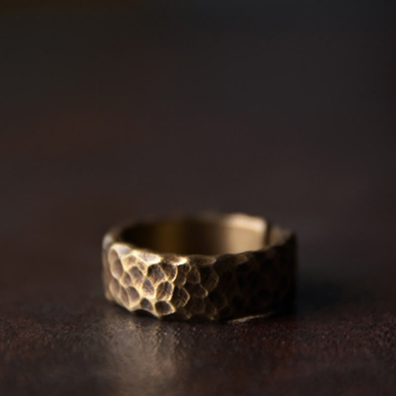 Fortune Jewel Tibetan Bump Texture Design Copper Brass Luck Ring