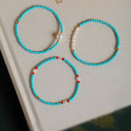 Fortune Jewel Turquoise Red Agate Pearl Small Beaded Protection Bracelet