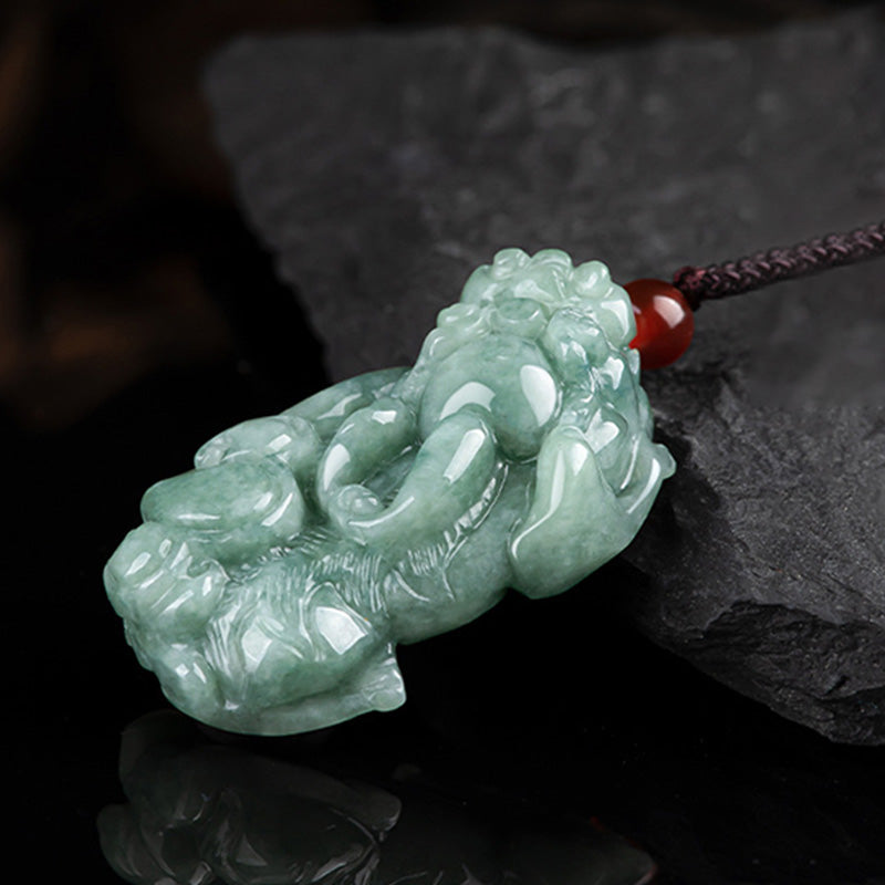 Fortune Jewel Jade PiXiu Wealth Luck String Necklace Pendant