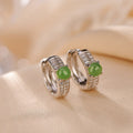 Fortune Jewel 925 Sterling Silver Round Cyan Jade Success Stud Earrings