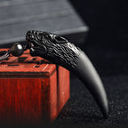 Fortune Jewel Natural Black Obsidian Ice Obsidian Rainbow Obsidian Wolf Tooth Pattern Strength Necklace Pendant