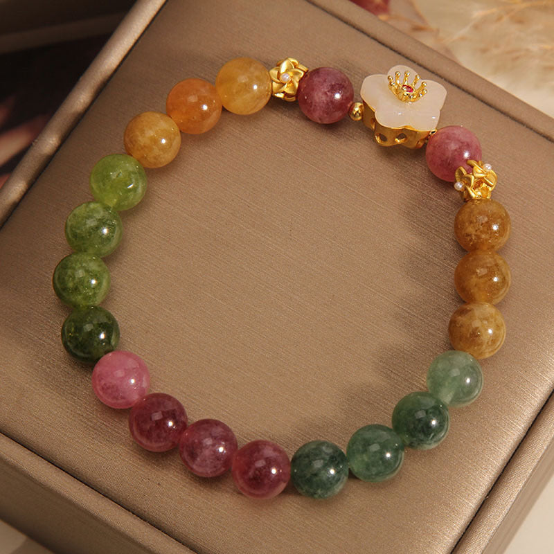 Fortune Jewel Colorful Tourmaline Jade Flowers Love Bracelet