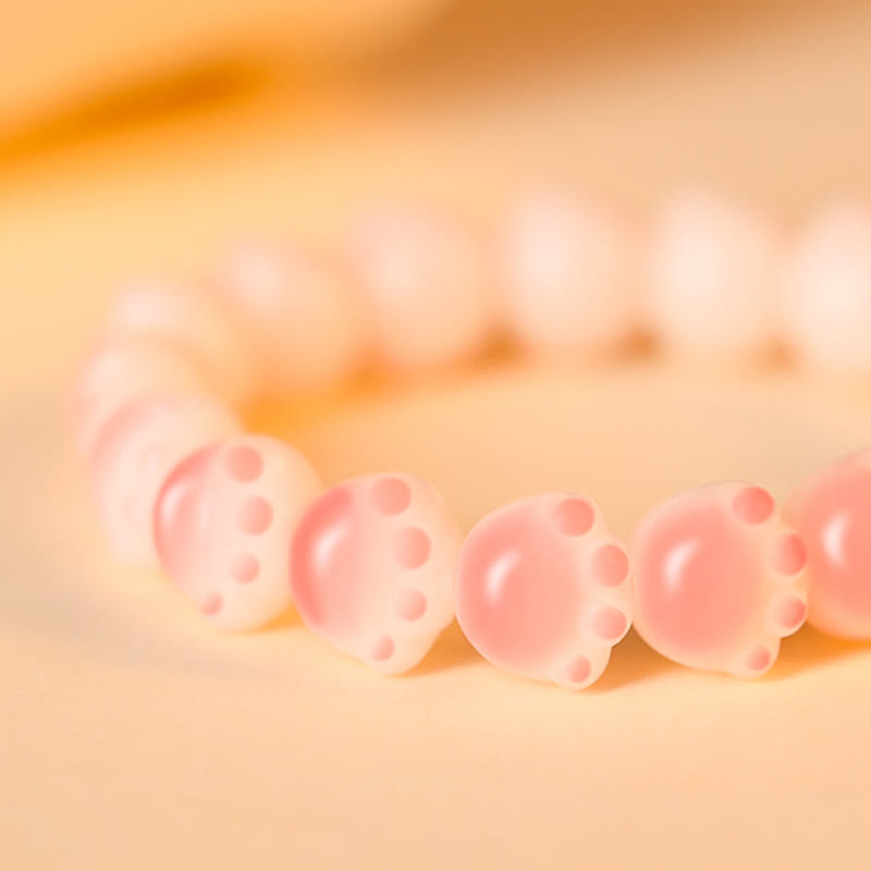 Fortune Jewel Natural Bodhi Seed Lovely Paw Lucky Cat Paw Peace Bracelet