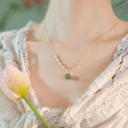 Fortune JewelNatural Hetian Jade Pearl Luck Bead Necklace Pendant