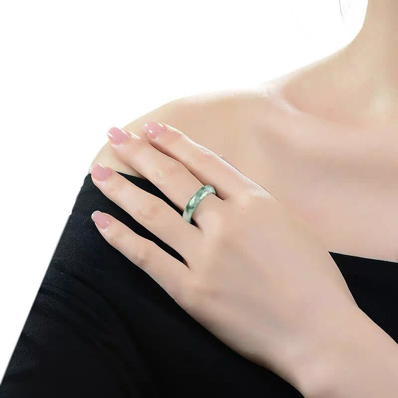 Fortune Jewel Natural Green Jade Luck Abundance Ring