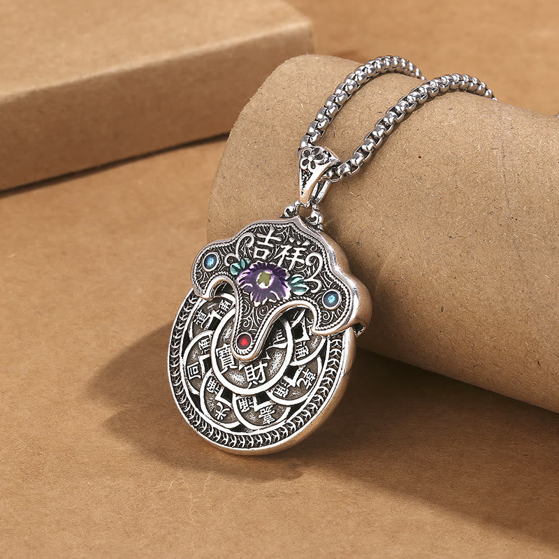 Fortune Jewel Peony Flower Copper Coins Wealth Necklace Pendant