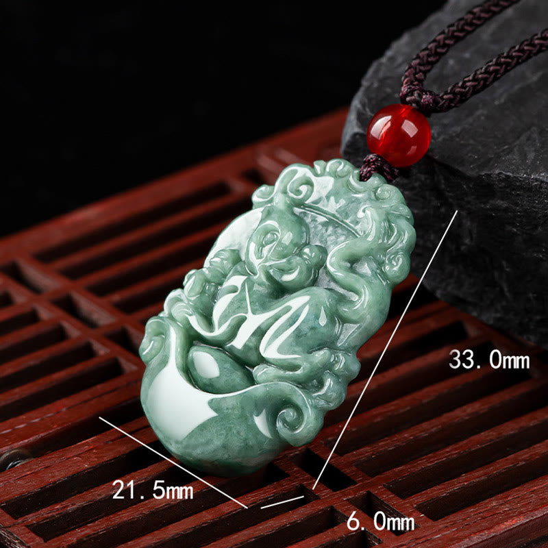 Buddha Stones Natural Jade 12 Chinese Zodiac Prosperity Necklace Pendant Fortune Jewel