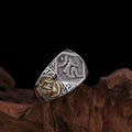 Fortune Jewel 925 Sterling Silver Sanskrit Design Carved Protection Adjustable Ring