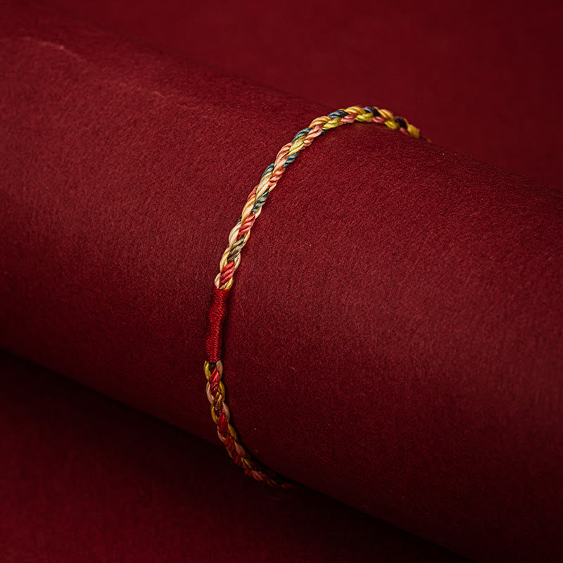 Fortune Jewel Handmade Five Color Thread Luck Couple Child Adult Bracelet