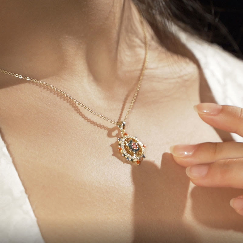 Fortune Jewel 925 Sterling Silver Lotus Flower Colorful Zircon New Beginning Necklace Pendant Fortune Jewel