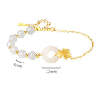 Fortune Jewel 925 Sterling Silver Hetian White Jade Peace Buckle Ginkgo Leaf Luck Bracelet