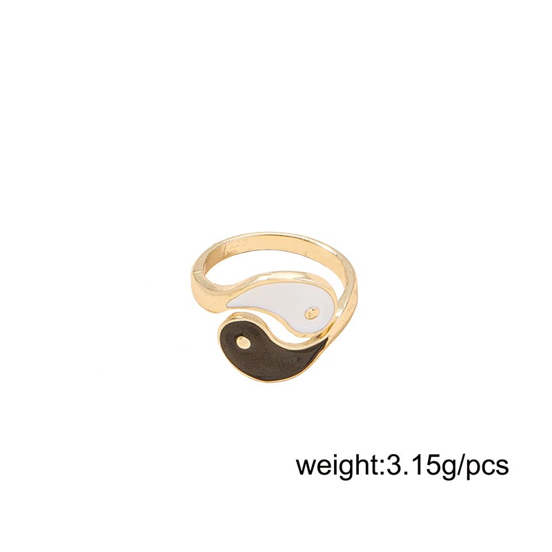 Yin Yang Symbol Adjustable Blessing Couple Ring Fortune Jewel