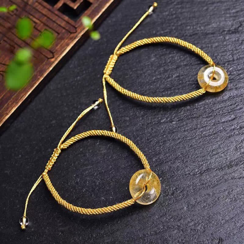 Fortune Jewel Round Citrine Peace Buckle Happiness Braided Bracelet