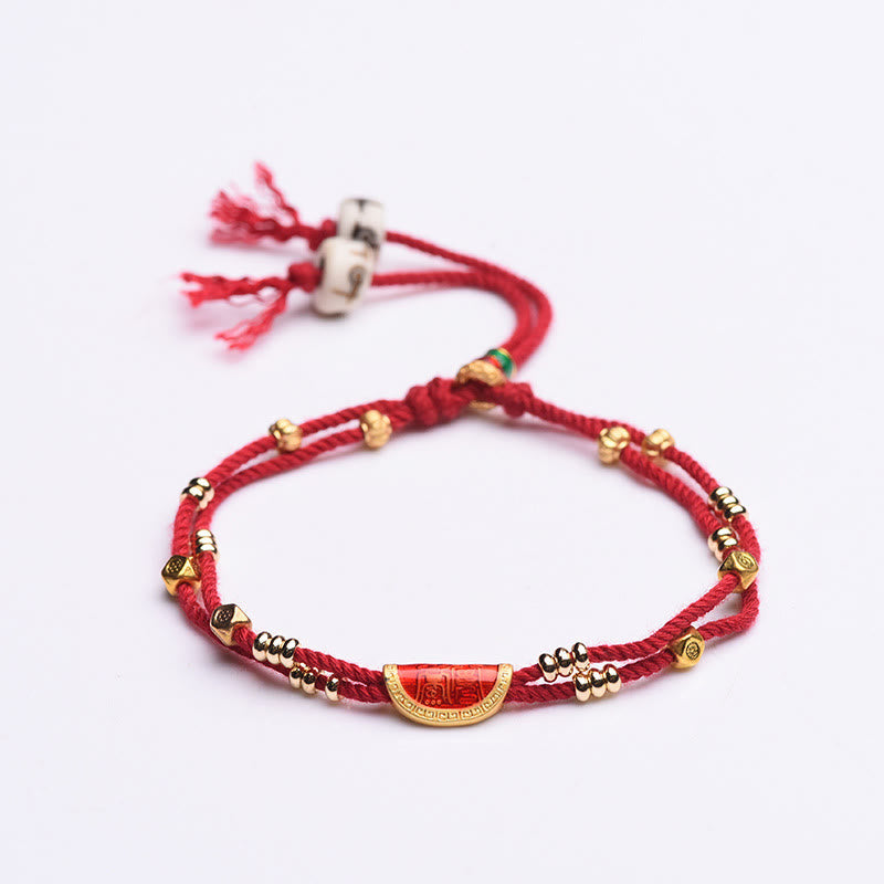 Fortune Jewel Handmade Cinnabar Dumplings Design Luck Braided Red Rope Bracelet