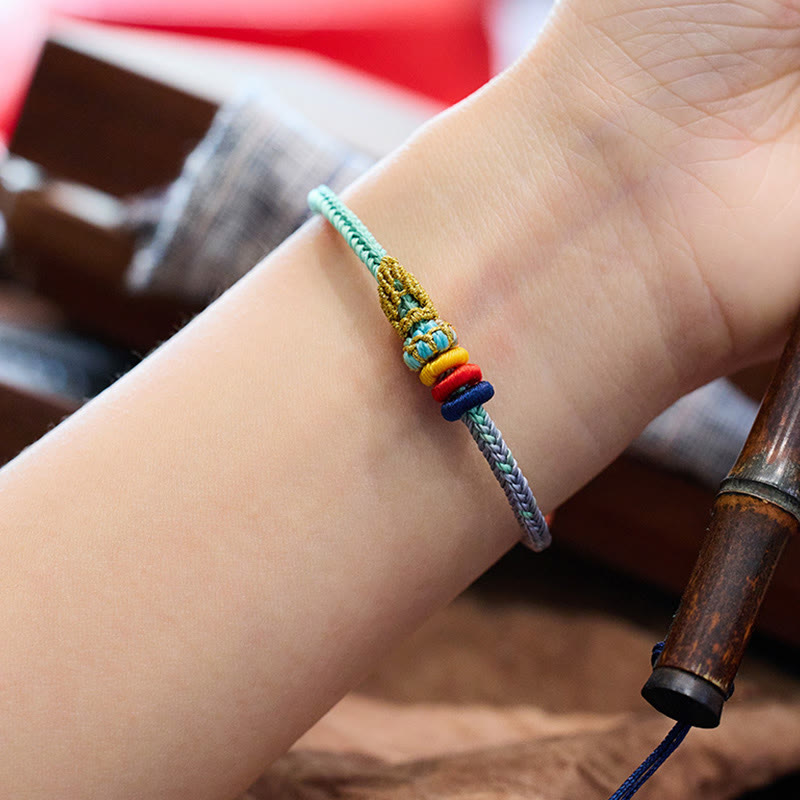 Fortune Jewel Colorful Rope Eight Thread Peace Knot Luck Handmade Bracelet