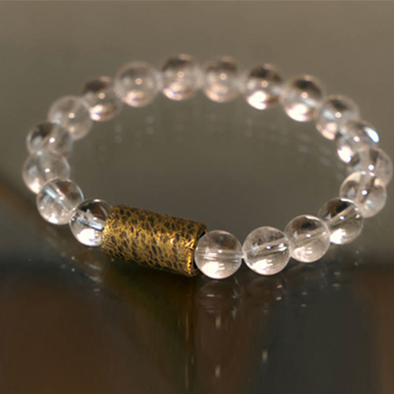 Fortune Jewel White Crystal Red Hematoid Quartz Gold Rutilated Quartz Purple Phantom Protection Bracelet