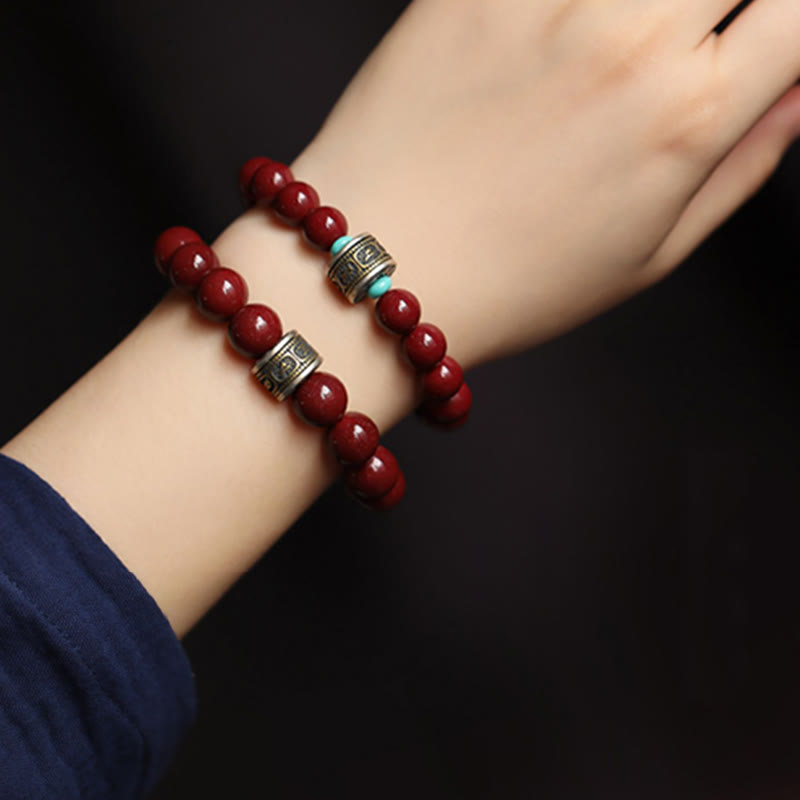Fortune Jewel 925 Sterling Silver Chinese Zodiac Natal Buddha Cinnabar Om Mani Padme Hum Calm Bracelet