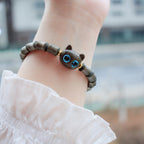 Fortune Jewel Ebony Wood Green Sandalwood Cute Cat Peace Bracelet