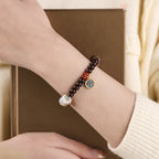 Fortune Jewel Natural Tibet Purple Bodhi Seed Dzi Bead God of Wealth Wisdom Bracelet