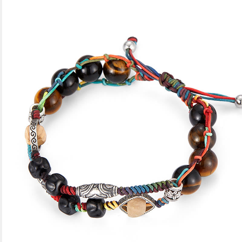 Fortune Jewel 925 Sterling Silver Tiger's Eye Bodhi Seed Handmade Courage Bracelet