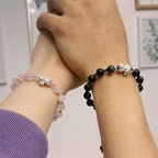 Fortune Jewel Natural Black Obsidian Cat's Eye Pink Crystal PiXiu Strength Bracelet